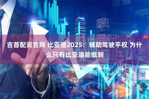吉首配资官网 比亚迪2025：辅助驾驶平权 为什么只有比亚迪能做到